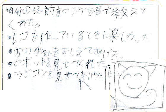 感想文から、ホストと一緒にしたことと、絵が描かれている